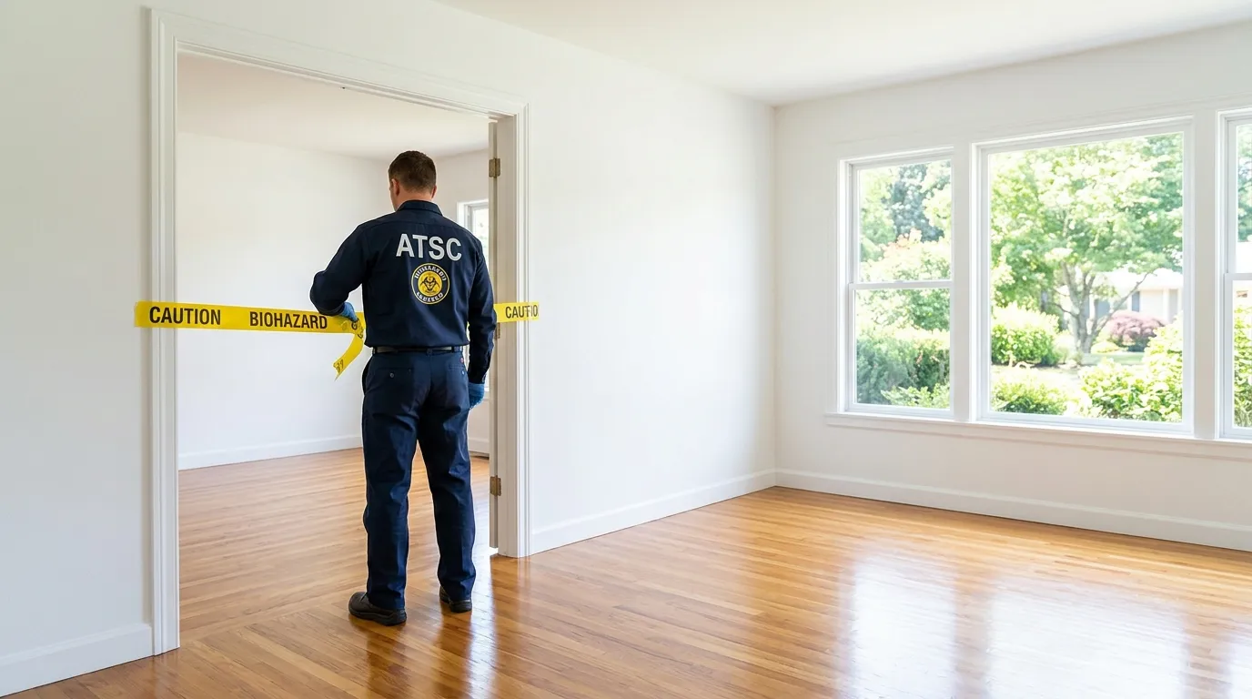 Certified biohazard cleanup crew performing Decomposition Cleanup in North Scituate